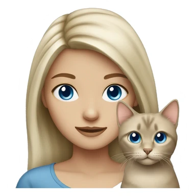 Dark blonde blue eyes girl with a grey-beige cat sticker