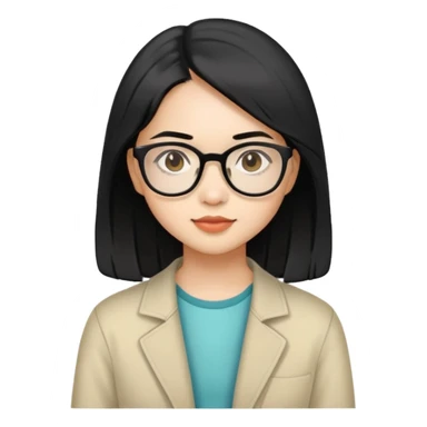 young Vietnamese girl with shoulder-length black hair and glasses sticker