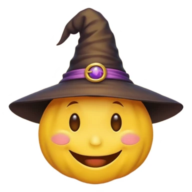 Happy Emoji with a witch hat sticker