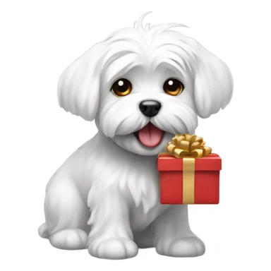 Maltese dog with a gift in its mouth sticker