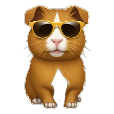 Golden abyssinian guinea pig sunglasses sticker