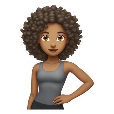 mixed race girl with curly hair doing pilates sticker