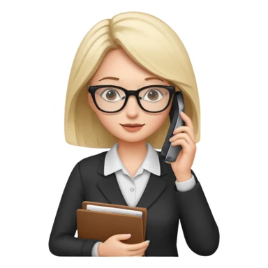 the same woman, but dropping documents and using the phone sticker