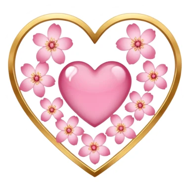 heart with sakura and a golden frame sticker
