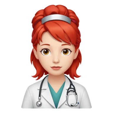 doctor with red hairclips on hair sticker