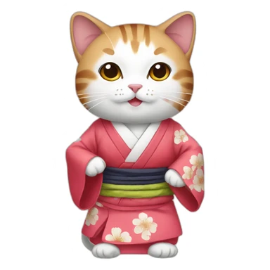 cat with japanese clothes sticker