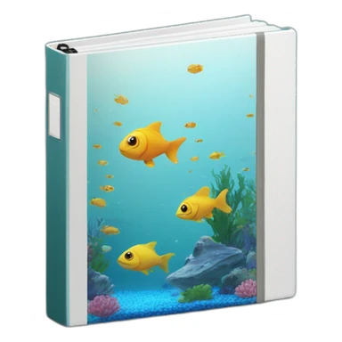 Binder with aquarium on cover sticker