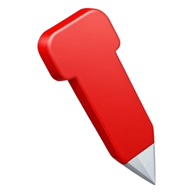 A simple bold red downward pointer with clean edges, solid fill, and a modern emoji-like style, pointing straight down. sticker