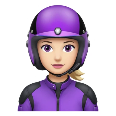 Créer un emoji copiable sur mon système iOS avec une moto mt07 noir mate / violet plus foncé que tu as et iridescent. le style de la mt07 doit être en sport. Avec pilote dessus visière violet bulle de la moto violet aussi. Avec fond arrière  violet  sticker