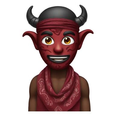 Demon with a Burgundy paisley Bandana sticker