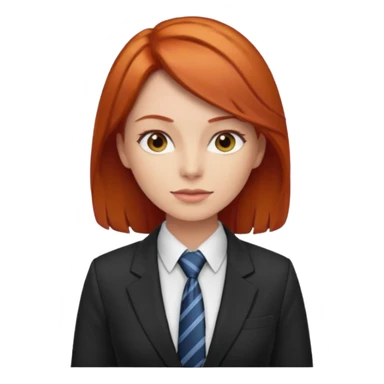 red haired woman with tie and blazer sticker