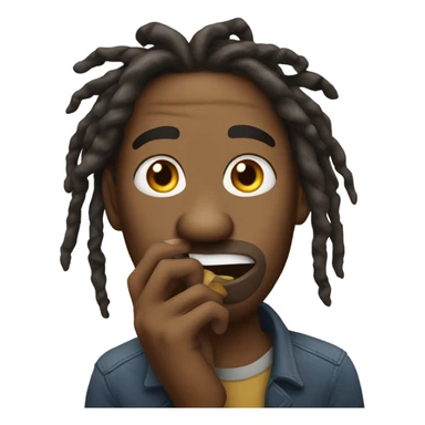 Black man with dreadlocks biting finger nails  sticker