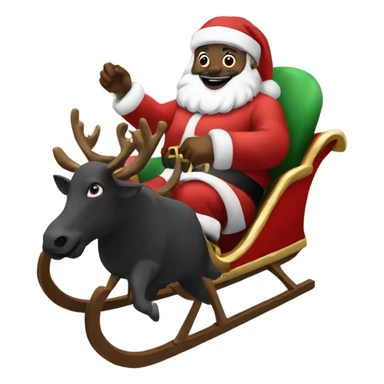 Black Santa On Sleigh sticker
