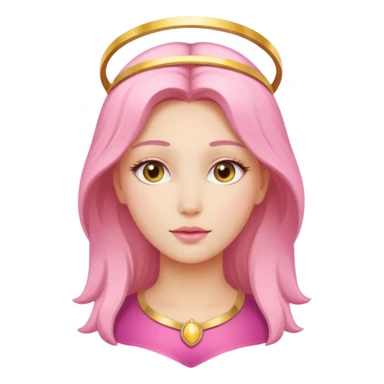 angel emoji, beautiful pink woman with a golden halo sticker