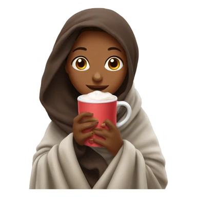 Girl drinking hot chocolate in a blanket sticker