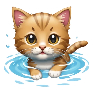 Tabby kitten swimming in a pool sticker