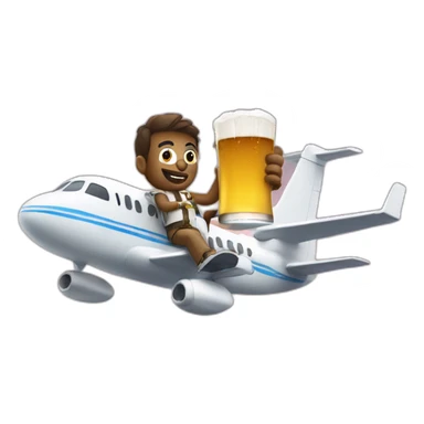 Guy drinking beer riding a plane sticker