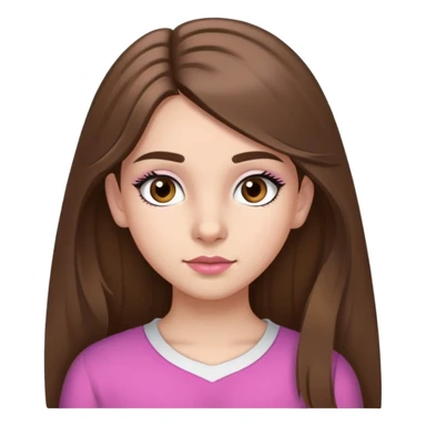 niña de 12 años con pelo largo castaño, ojos marrones claros, cejas marrones, pestañas negras, nariz mediana y labios medianos rosas sticker