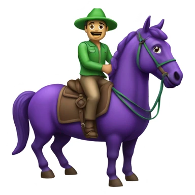 Man riding a horse but instead of a horse he riding an eggplant  sticker