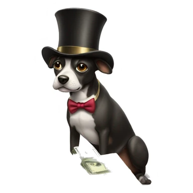 Rich dog with tophat and money  sticker