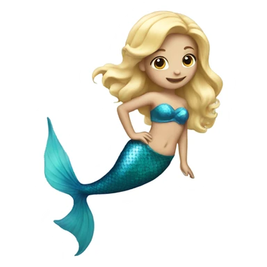blonde mermaid with blue tail sticker