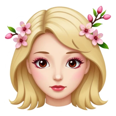 sapin, avec long cils, fleurs de cerisier en bas sticker