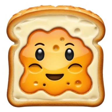 a toastie with melted cheese on the rim and an orange hat and two eyes in left  sticker