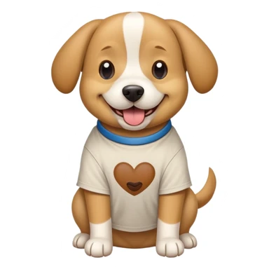 A Durbin dog wearing a T-shirt sticker