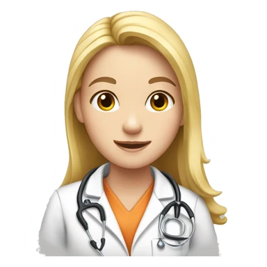 a blonde girl veterinarian with a cow sticker