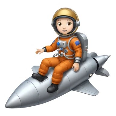 astronaut siting on top of rocket taking off sticker