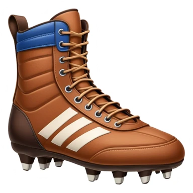 Cinematic Realistic image of a pair of rugby boots, showcasing sturdy leather construction, detailed cleat patterns and textured surfaces, illuminated by vibrant outdoor lighting that captures their athletic purpose sticker