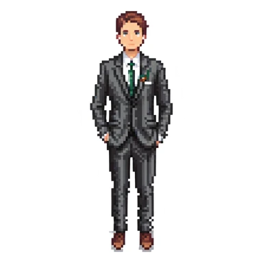 man wearing a suit with black horizontal stripes sticker