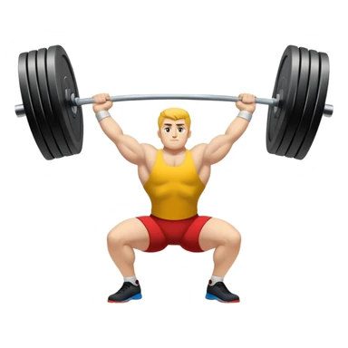 Emblem symbolizing weightlifting, featuring a barbell with heavy weights on either side, lifted above a strong, determined figure. The design conveys strength, focus, and the precision required in the sport. The barbell is centered, with a dynamic, bold style to emphasize power and athleticism.  sticker