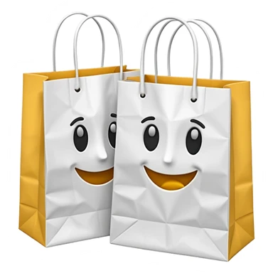 A 3D emoji of two white paper shopping bags, one large and one small, s sticker