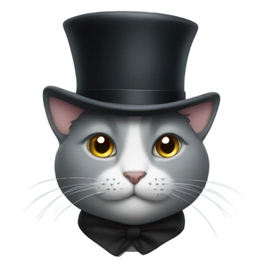 Grey cat wearing a top hat sticker