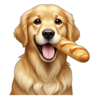 golden retriever holding a baguette in mouth sticker