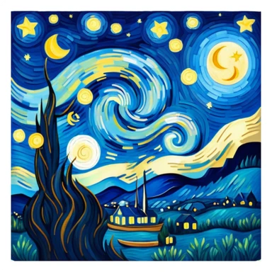 Van Gogh starry night moon sticker
