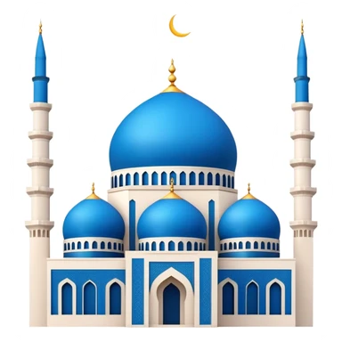 Realistic Mohammad Al-Amin Mosque Landmark Emoji, highlighting its striking blue dome, tall minarets, and elegant Arabic calligraphy. sticker