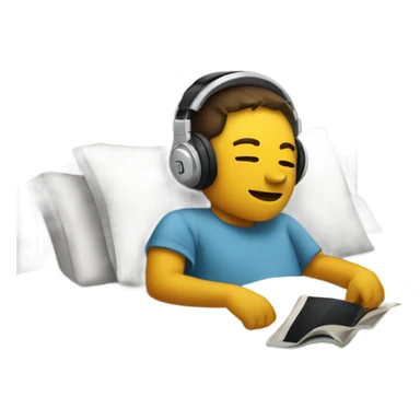 Listening to music in bed with headphones on sticker
