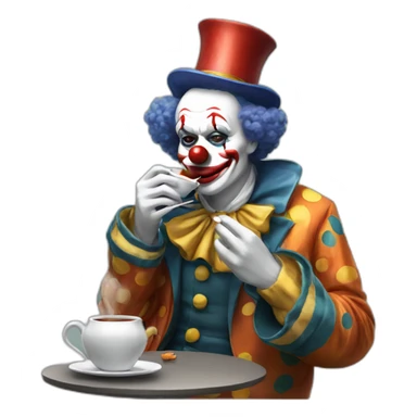 The clown drinks tea and smokes sticker