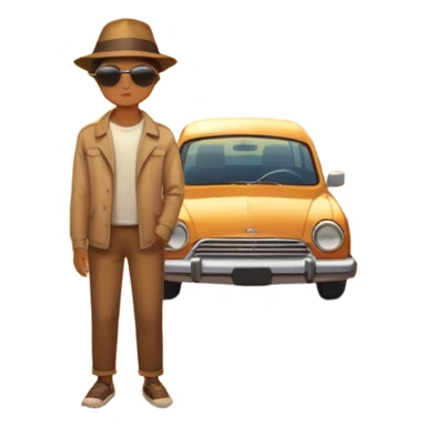 A parked car rests on the side of a long with a person outside , empty road stretching toward a golden sunset. The sky glows with warm colors, and the landscape ahead feels open, peaceful, and full of promise. love  sticker