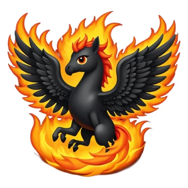 Pegaso negro ojos de fuego y alas de fuego enojado sticker