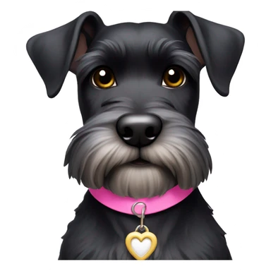 Black Mini schnauzer, pink collar, white patch on chest sticker