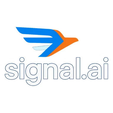 logo for signal.ai, a dashboard for first responders, modern and tech-inspired, includes the text 'signal.ai' with a dynamic symbol representing speed and assistance, bold energetic colors, professional look sticker