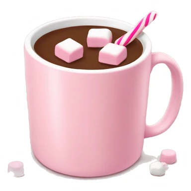 Light pink mug with hot chocolate and marshmallows with pink sprinkles  sticker