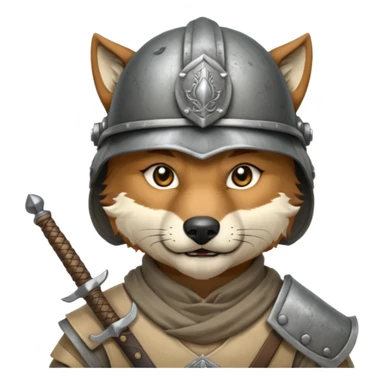 wolf face, mogolian ancient with small sword back and steel helmet sticker