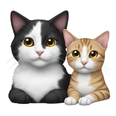 Black and white cat and tabby cat lay together  sticker