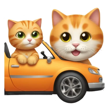 Orange cat with his friend baby car sticker