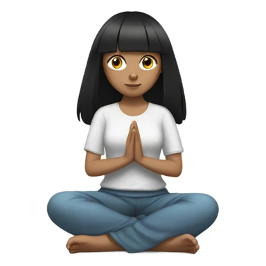 White teen girl with black hair and bangs meditating sticker