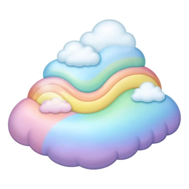 melted pastel rainbow puffy landscape  sticker